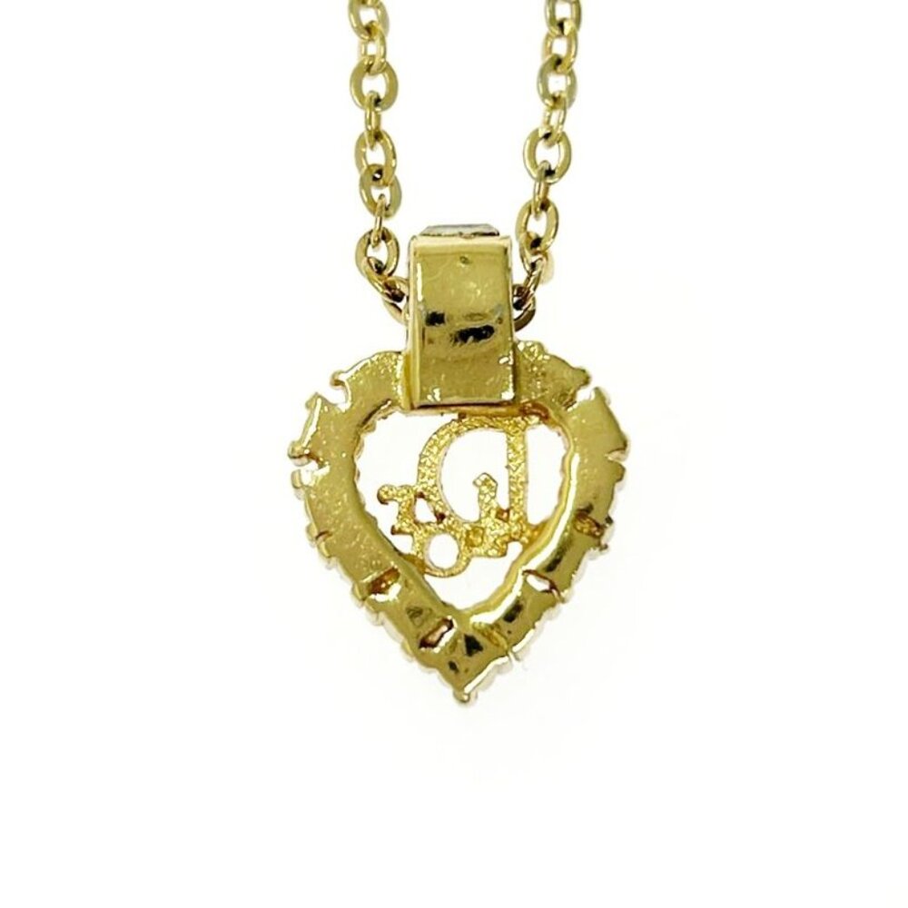 Christian Dior GP Rhinestone Logo Heart Necklace - Picture 5 of 7